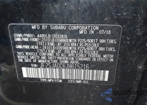 2018 Subaru Forester 2.5I Premium z USA, uszkodzony, nr VIN JF2SJAGC6JH615216